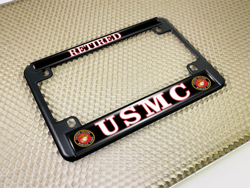 USMC - Retired Marine Corps - Motorcycle Metal License Plate Frame